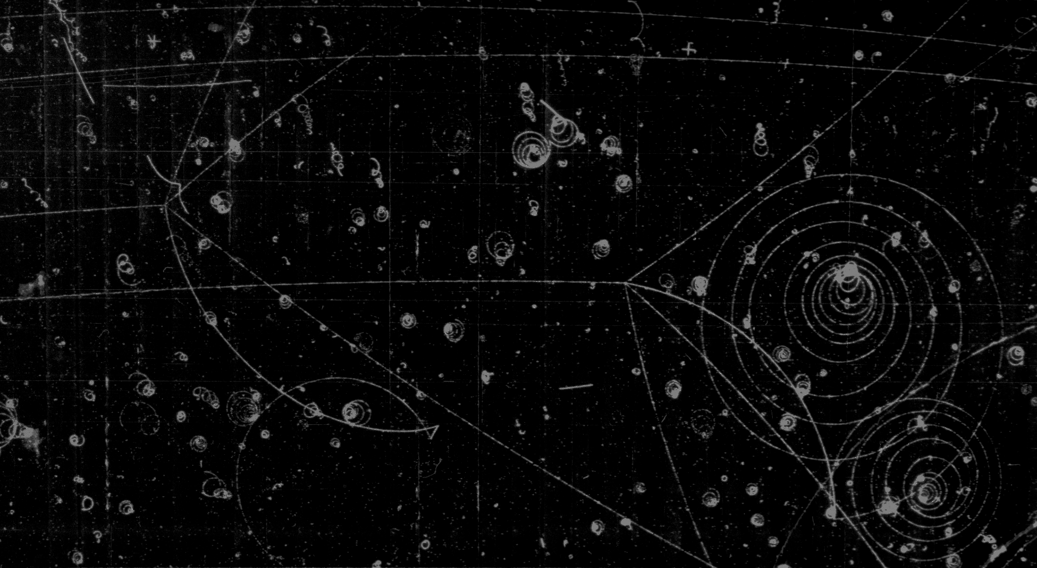 An image of the trails observed in bubble chambers.